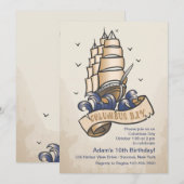 Columbus Day Ship Invitation Kaart (Voorkant / Achterkant)