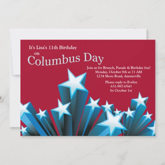 Columbus Day Stars Uitnodiging (Voorkant)