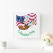 Columbus Day Vierkante Klok (Huis)