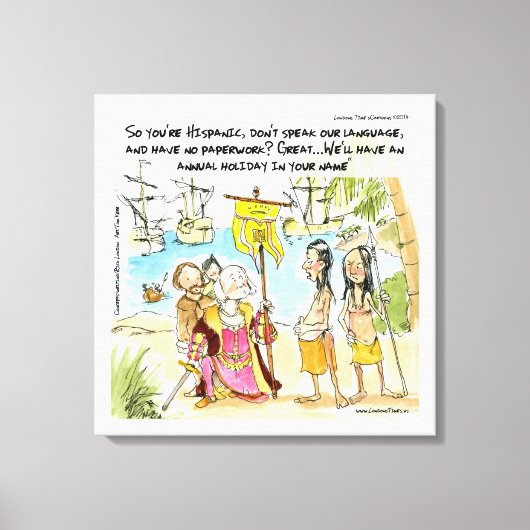 Columbus Emigreert Naar Amerika Grappig Canvas Afdruk (Voorkant)