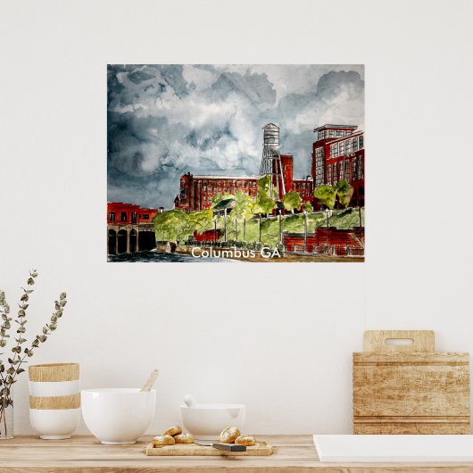 columbus ga georgia riverwalk river walk art, C.. Poster (Keuken)