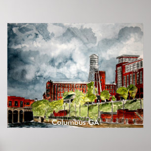 columbus ga georgia riverwalk river walk art, C.. Poster