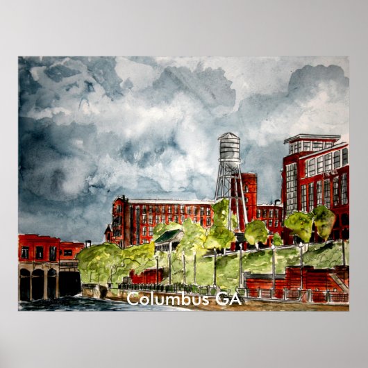 columbus ga georgia riverwalk river walk art, C.. Poster (Voorkant)