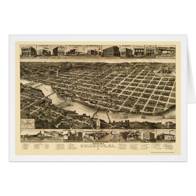 Columbus, GA Panorama - 1886 (Voorkant Horizontaal)