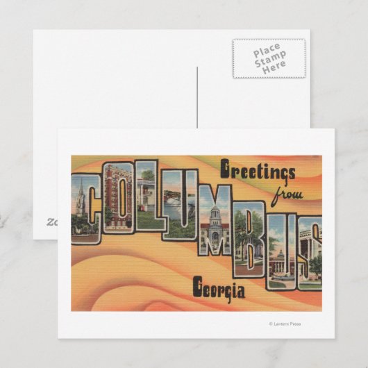 Columbus, Georgia - grote letterscènes Briefkaart (Voorkant / Achterkant)