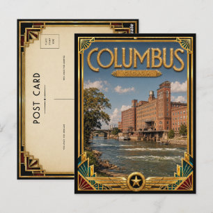 Columbus Georgia Vintage Art Deco Gouden Tijdperk Briefkaart