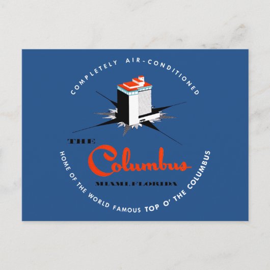 Columbus Hotel Miami Florida Briefkaart (Voorkant)