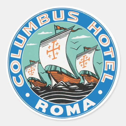 Columbus Hotel Roma Ronde Sticker (Voorkant)