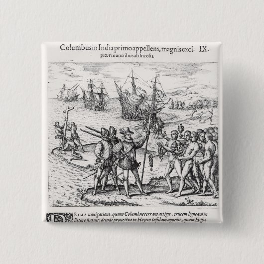 Columbus in wat het eerst India heet Vierkante Button 5,1 Cm (Voorkant)