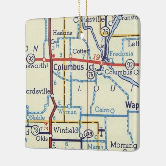 Columbus Junction IA  kaart Keramisch Ornament (Links)