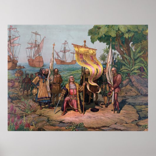 Columbus Landing in America Painting (1892) Poster (Voorkant)