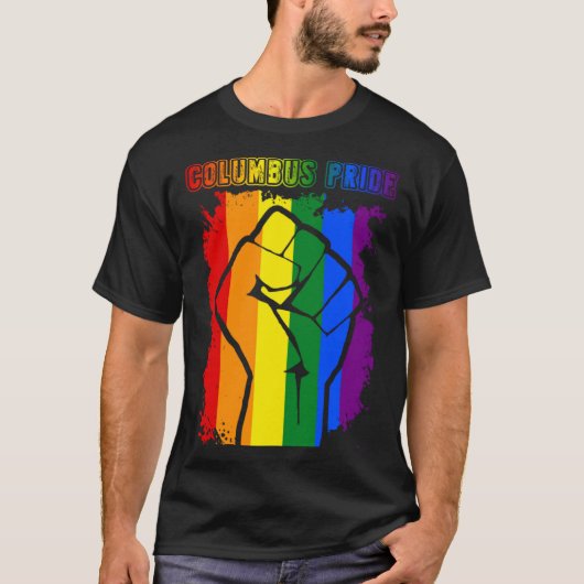 Columbus LGBT Pride Month LGBTQ Rainbow Flag T-shirt (Voorkant)