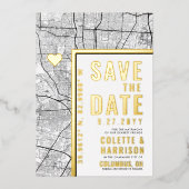 Columbus Love Locator | Bruiloft Bewaar de datum Folie Uitnodiging (Voorkant)