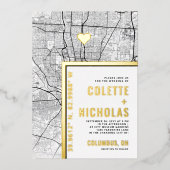 Columbus Love Locator | Stad thema bruiloft Folie Uitnodiging (Voorkant)