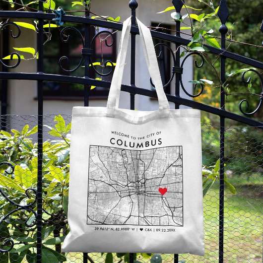 Columbus Love Locator | Stadsplattegrond Bruiloft Tote Bag