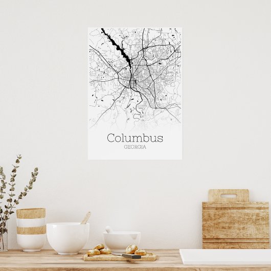 Columbus Map - Georgia - City Map Poster (Keuken)