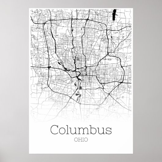 Columbus Map - Ohio - City Map Poster (Voorkant)