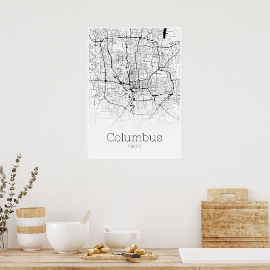 Columbus Map - Ohio - City Map Poster (Keuken)