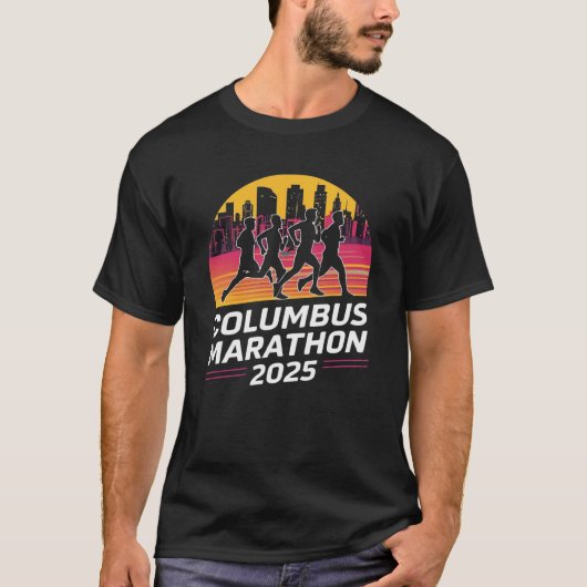 Columbus Marathon 2025 silhouet T-shirt (Voorkant)