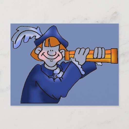 Columbus met spyglass briefkaart (Voorkant)