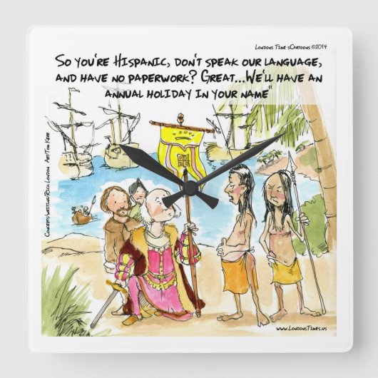 Columbus migreert naar Amerika grappige wandklok (Voorkant)