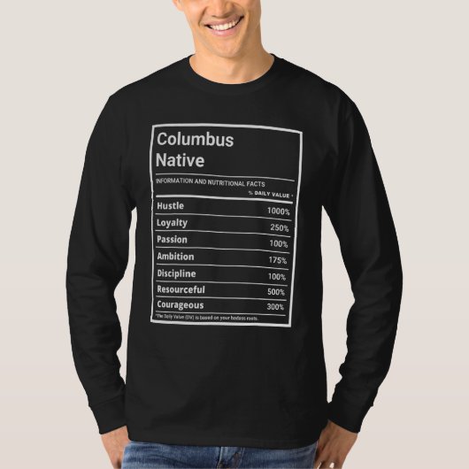 Columbus Native Funny Nutrition Pride T-shirt (Voorkant)