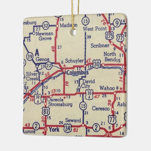 Columbus NE  kaart Keramisch Ornament (Links)