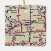 Columbus NE  kaart Keramisch Ornament (Voorkant)