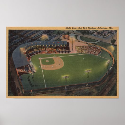 Columbus, OH - Aerial of Red Bird Baseball Poster (Voorkant)