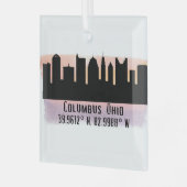 Columbus OH City Skyline Glass Ornament (Voorkant links)