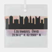 Columbus OH City Skyline Glass Ornament (Voorkant)