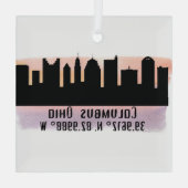 Columbus OH City Skyline Glass Ornament (Achterkant)