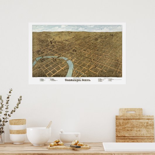 Columbus, OH Panoramic Map - 1872 Poster (Keuken)