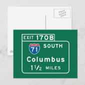 Columbus, OH Road Sign Briefkaart (Voorkant / Achterkant)