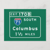Columbus, OH Road Sign Briefkaart (Voorkant)