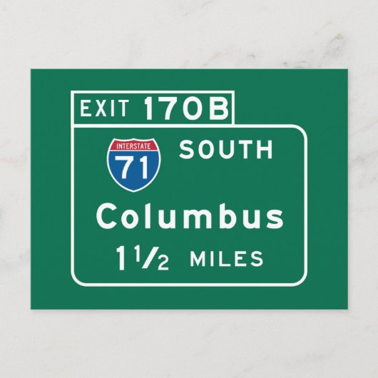 Columbus, OH Road Sign Briefkaart (Voorkant)