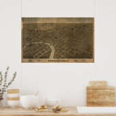 Columbus Ohio 1872 Antiek Panorama Poster (Keuken)