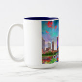 Columbus Ohio Abstracte skyline Tweekleurige Koffiemok (Links)