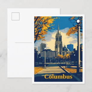 Columbus Ohio Art Vintage Travel Illustratie Briefkaart