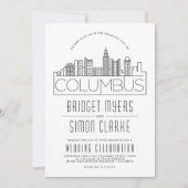 Columbus Ohio Bruiloft Deco Skyline uitnodiging (Voorkant)