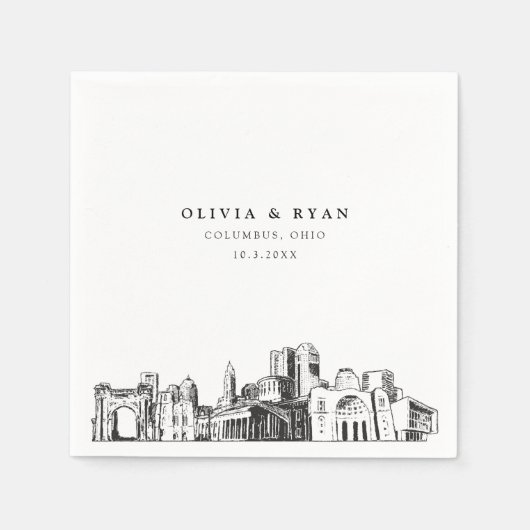 Columbus Ohio Bruiloft minimalistisch papier Servet (Voorkant)
