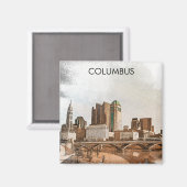 Columbus Ohio City Magneet (Voorkant / Achterkant)