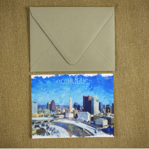 Columbus Ohio City Waterverf illustratie Briefkaart