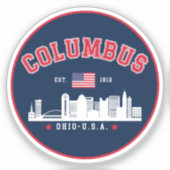Columbus Ohio Cityscape Design Sticker (Voorkant)