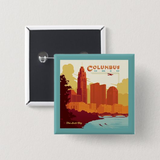 Columbus Ohio | De boogstad Vierkante Button 5,1 Cm (Voorkant /achterkant)