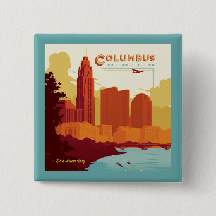 Columbus Ohio De boogstad Vierkante Button 5,1 Cm
