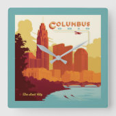 Columbus Ohio | De boogstad Vierkante Klok (Voorkant)