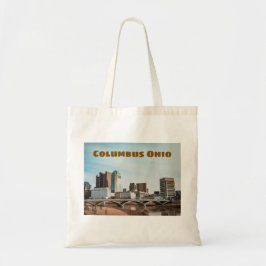 Columbus Ohio Downtown City Scene met naam Tote Bag