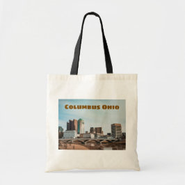 Columbus Ohio Downtown City Scene met naam Tote Bag