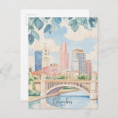 Columbus Ohio Gouache Schilderillustratie Reizen Briefkaart (Voorkant / Achterkant)